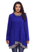 Sexy Cowl Neck Patchwork Cobalt Blue Loose Fit Sweatshirt